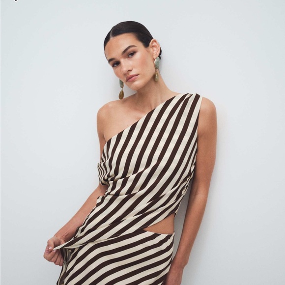 Bronze Snake Tops - BRONZE SNAKE Inessa striped off the shoulder asymmetric top